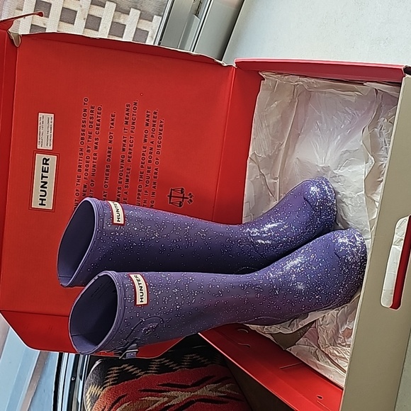 NWT Girls Purple Glitter Hunter Boots - Picture 1 of 6